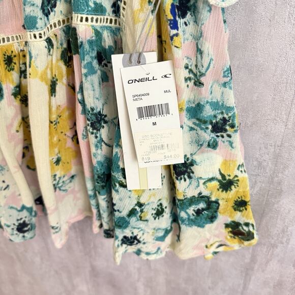 O’Neill Printed Top Womens Medium Spaghetti Straps T Back Flowy Ruffles Floral - Picture 6 of 13